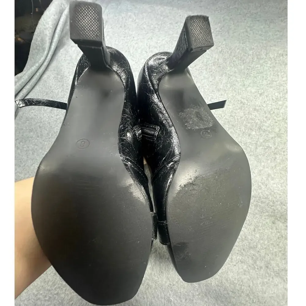 Ankle Boot Crinkle Patent Kitten Heel
